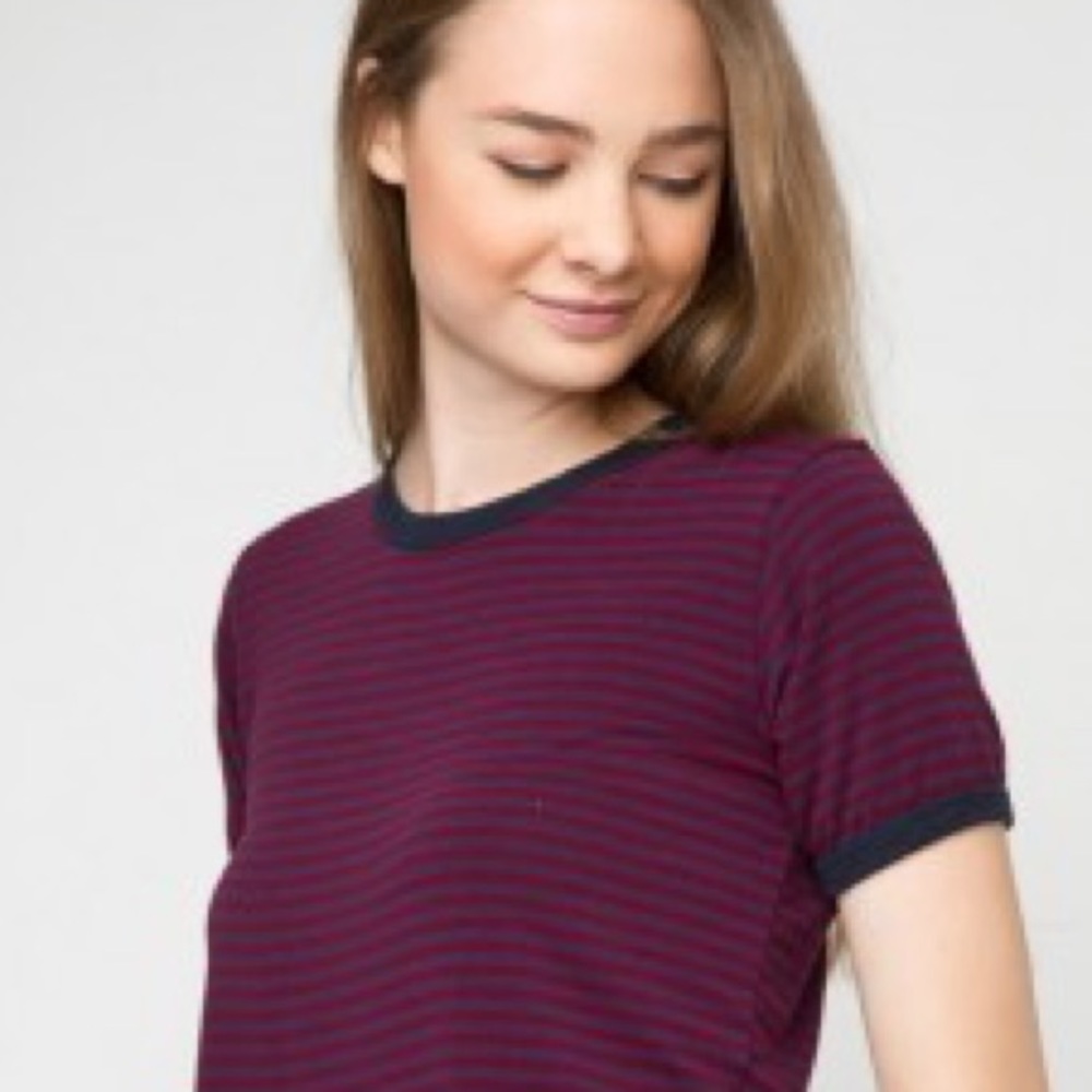 Brandy Melville | Red & Blue Striped Acacia Tee